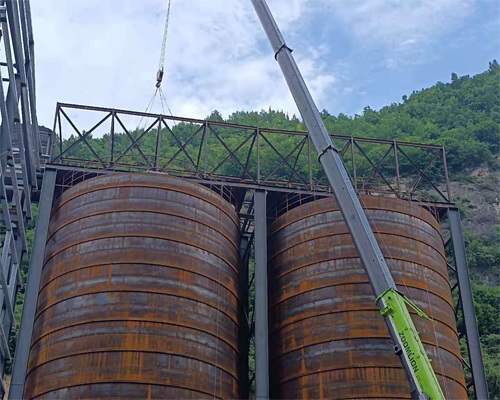 石家莊骨料鋼板倉項目工地